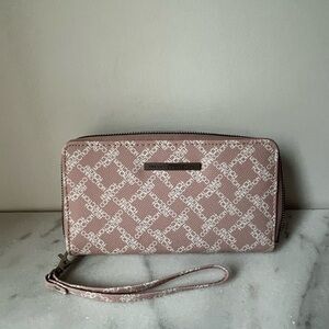 French Connection Monogram Zip Around Wallet 11 H x 20 L x 3 W, Blush, NWT